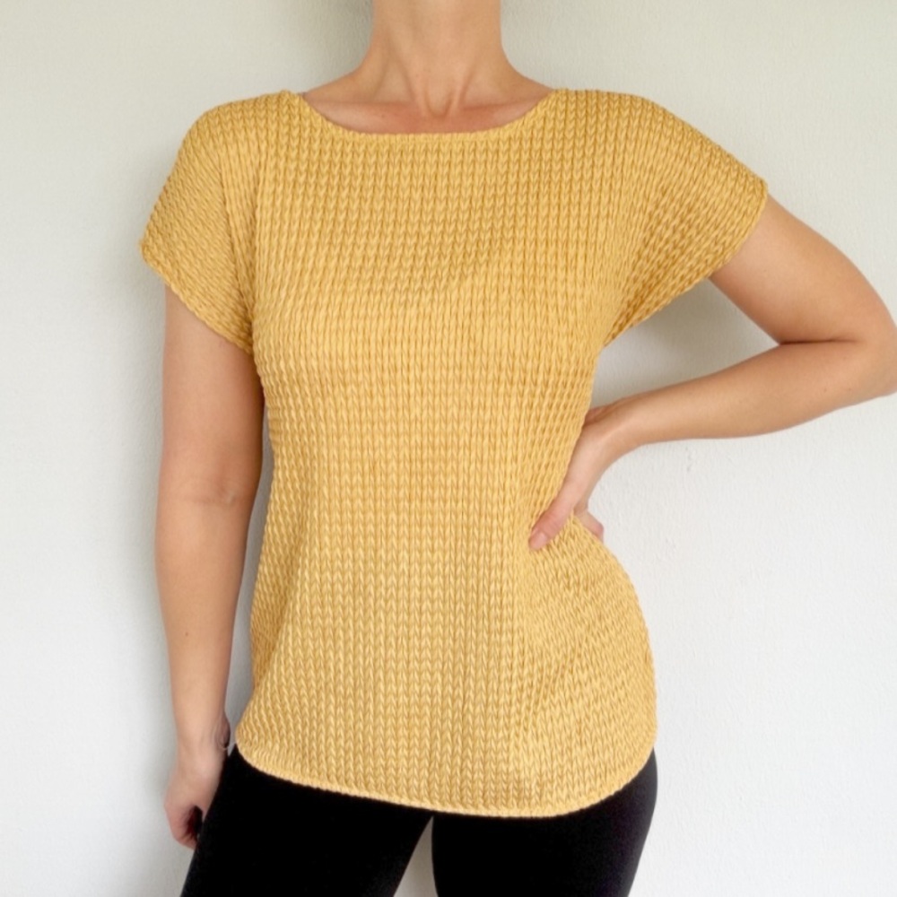 Vintage Jessica Michelle gold braided texture short sleeve blouse size medium